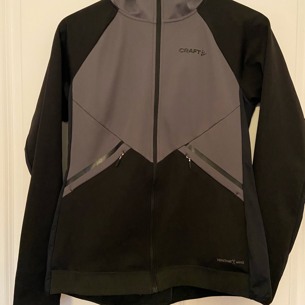 Craft Women's Black and Dark Gray Jacket with hood.